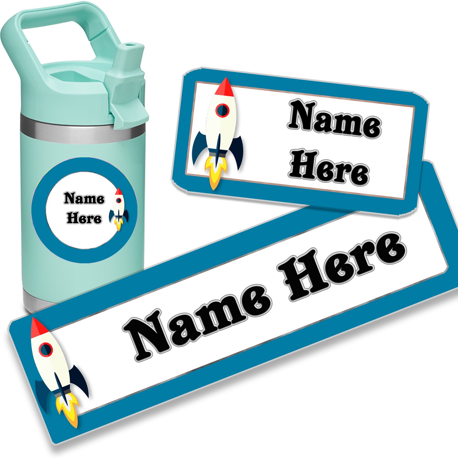 tags Blue Personalised Waterproof Stick on name labels 
