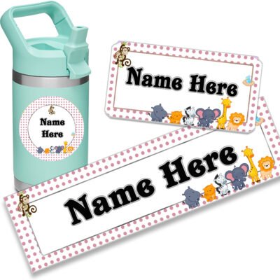 Name Labels for Kids, 64 Count- Write on or Personalized Name Stickers  Waterproof Labels for School Supplies, Daycare Labels, Easy to Apply,  Dishwasher Safe Labels (Unicorn 2)